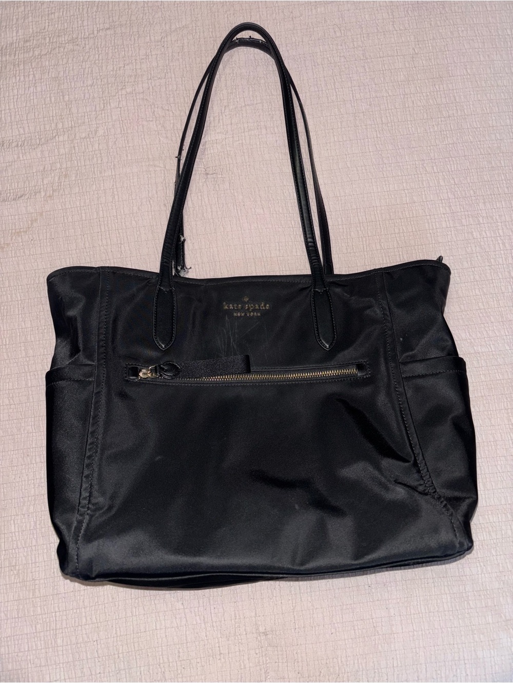 kate spade Black Nylon Tote with Front Zip Pocket